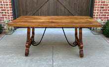 Load image into Gallery viewer, Antique Spanish Colonial Dining Table Walnut &amp; Iron Catalan Style Library Desk