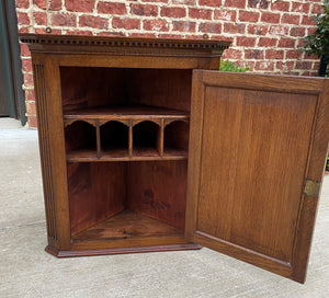 Antique English Corner Cabinet Storage Wall Cabinet Cupboard Oak Jacobean c.1920