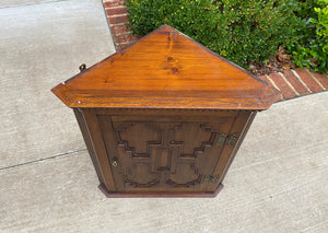 Antique English Corner Cabinet Storage Wall Cabinet Cupboard Oak Jacobean c.1920