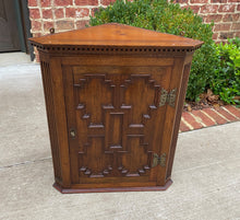 Load image into Gallery viewer, Antique English Corner Cabinet Storage Wall Cabinet Cupboard Oak Jacobean c.1920