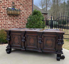 Load image into Gallery viewer, Antique French Trunk Blanket Box Coffer Chest Oak Storage LARGE Lion 18th C