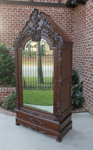 Antique French Wardrobe Armoire Cabinet Closet Bookcase Walnut Rococo Mirrored