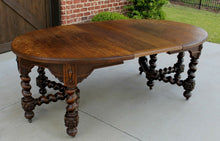 Load image into Gallery viewer, Antique English Oak BARLEY TWIST Table OVAL Jacobean Dining Farmhouse w/Leaf