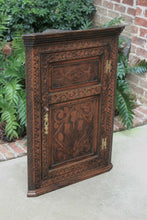 Load image into Gallery viewer, Antique English Oak CORNER Cabinet Hanging Wall Cabinet Medicine Storage Large