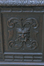 Load image into Gallery viewer, Antique English Coal Hod Scuttle Fireplace Hearth Carved Oak End Table 19th C