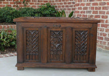 Load image into Gallery viewer, Antique French GOTHIC Oak Coffer Chest Blanket Box Entry Table Trunk 19th C