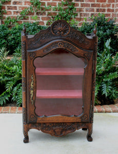 Antique French Country Oak Curio Display Cabinet Vitrine Cabinet Bookcase China