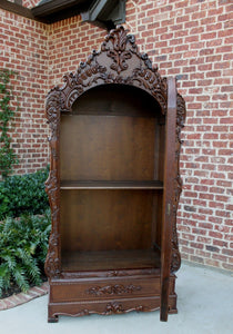 Antique French Wardrobe Armoire Cabinet Closet Bookcase Walnut Rococo Mirrored