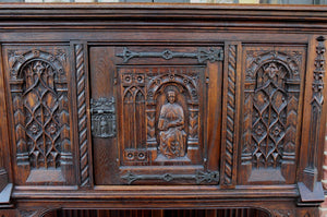 Antique French Carved Oak Gothic Sacristy Vestry Altar Wine Cabinet Bar Catholic