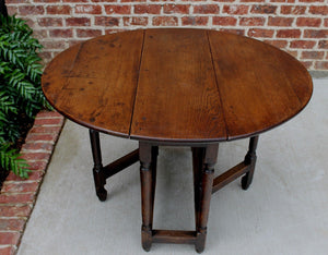 WIDE Antique English Oak Table Drop Leaf Gate Leg Farmhouse Sofa Table Pegged