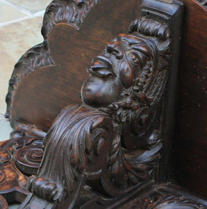 LARGE Antique French Oak Wall Shelf Corbel Bracket GOTHIC Hand Carved Figural