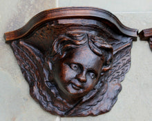Load image into Gallery viewer, PAIR Antique French Oak Wall Shelves Corbels Angels Cherubs GOTHIC Victorian