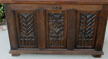 Load image into Gallery viewer, Antique French GOTHIC Oak Coffer Chest Blanket Box Entry Table Trunk 19th C