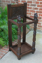 Load image into Gallery viewer, Antique English Oak GOTHIC Umbrella Cane Stick Stand Hall Tree Entry Foyer Stand