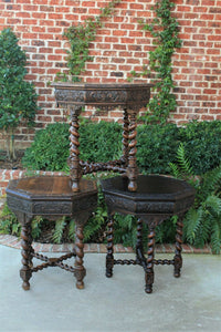 Antique French BARLEY TWIST Table Entry Center Parlor Octagon Library Oak Table