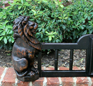 Antique English Oak Fireplace Fender Hearth Surround LIONS Gothic Early 19th C.