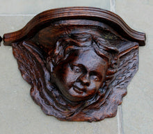 Load image into Gallery viewer, PAIR Antique French Oak Wall Shelves Corbels Angels Cherubs GOTHIC Victorian