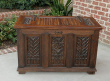 Load image into Gallery viewer, Antique French GOTHIC Oak Coffer Chest Blanket Box Entry Table Trunk 19th C