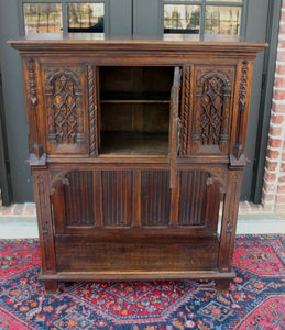 Antique French Carved Oak Gothic Sacristy Vestry Altar Wine Cabinet Bar Catholic