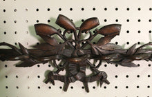Load image into Gallery viewer, Antique French Pipe Rack BLACK FOREST Highly Carved Oak Hanging Wall Rack