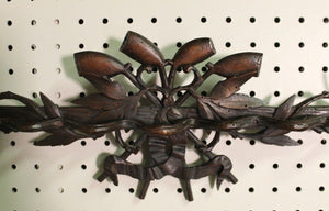 Antique French Pipe Rack BLACK FOREST Highly Carved Oak Hanging Wall Rack