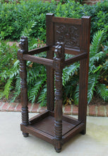 Load image into Gallery viewer, Antique English Oak GOTHIC Umbrella Cane Stick Stand Hall Tree Entry Foyer Stand