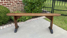 Load image into Gallery viewer, Antique French Country Benches PAIR Pegged Trestle Banquette Window Seats 19th C