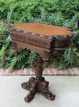 Load image into Gallery viewer, Antique French Walnut Victorian Renaissance Dolphin Pedestal Footed Side Table