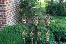 Load image into Gallery viewer, Antique English Brass Fireplace Tool Set Accessories GOTHIC Hearth Set PETITE