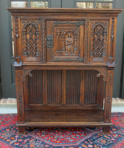 Antique French Carved Oak Gothic Sacristy Vestry Altar Wine Cabinet Bar Catholic