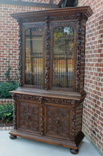 Load image into Gallery viewer, Antique French Oak Bookcase Black Forest HUNT Display Cabinet Jacobean Sideboard