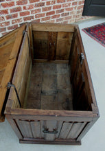 Load image into Gallery viewer, Antique French GOTHIC Oak Coffer Chest Blanket Box Entry Table Trunk 19th C