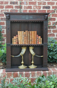 Antique English Oak Renaissance Revival Plate Rack Wall Shelf Display Bookcase