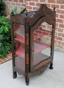 Antique French Country Oak Curio Display Cabinet Vitrine Cabinet Bookcase China