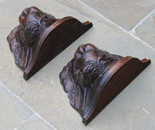 Load image into Gallery viewer, PAIR Antique French Oak Wall Shelves Corbels Angels Cherubs GOTHIC Victorian