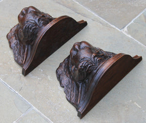 PAIR Antique French Oak Wall Shelves Corbels Angels Cherubs GOTHIC Victorian