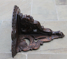 Load image into Gallery viewer, LARGE Antique French Oak Wall Shelf Corbel Bracket GOTHIC Hand Carved Figural