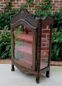 Antique French Country Oak Curio Display Cabinet Vitrine Cabinet Bookcase China