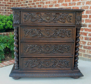 Antique French Oak Chest of Drawers Renaissance BARLEY TWIST Entry Commode