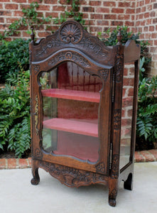 Antique French Country Oak Curio Display Cabinet Vitrine Cabinet Bookcase China