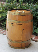 Load image into Gallery viewer, Antique English Oak Brass Banded Barrel Bar Wine Liquor Cabinet Pub Decanter