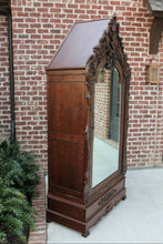 Load image into Gallery viewer, Antique French Wardrobe Armoire Cabinet Closet Bookcase Walnut Rococo Mirrored
