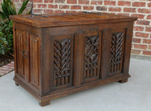 Load image into Gallery viewer, Antique French GOTHIC Oak Coffer Chest Blanket Box Entry Table Trunk 19th C