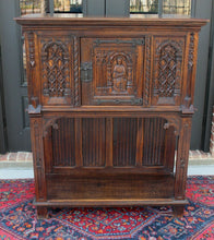 Load image into Gallery viewer, Antique French Carved Oak Gothic Sacristy Vestry Altar Wine Cabinet Bar Catholic