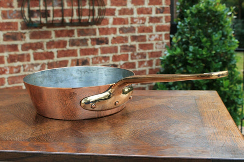 Vintage English Copper Pan Skillet with Brass Handle Hallmark Solid HEAVY 2 of 2