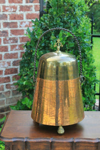 Antique French Copper & Brass Jug Vessel with Lid & Handle Hand Seamed 19th C