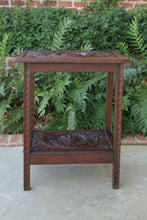 Load image into Gallery viewer, Antique English Oak End Table 2-Tier Highly Carved Trees Vines Side Table