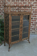 Load image into Gallery viewer, Antique English Tortoise Bamboo Lacquer Chinoiserie Bookcase Display Cabinet