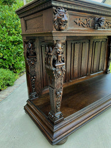 Antique French Sideboard Server Buffet Marble Lift Top Renaissance Revival Oak
