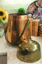 Load image into Gallery viewer, Antique French Copper &amp; Brass Jug Vessel with Lid &amp; Handle Hand Seamed 19th C